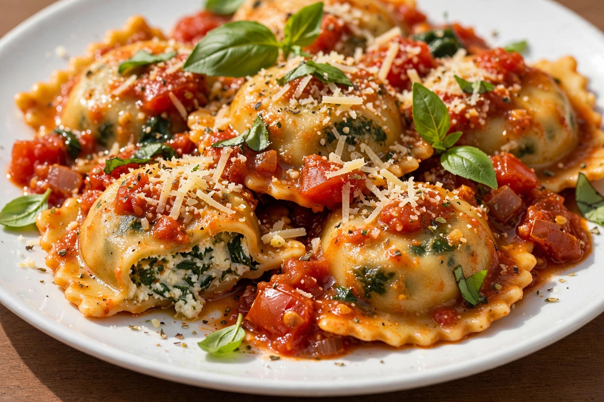 Read more about the article Ravioli de Ricota e Espinafre ao Molho de Tomate Rústico