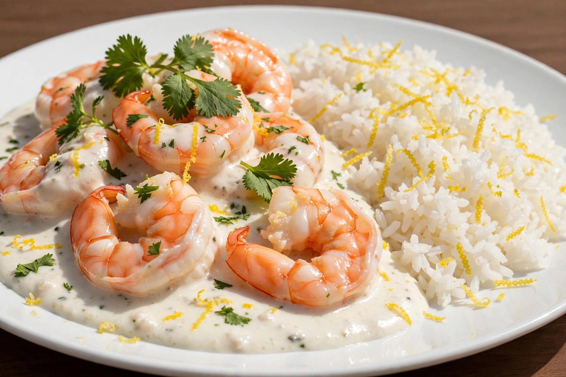 Read more about the article Camarão ao Creme de Coco com Arroz de Limão Siciliano
