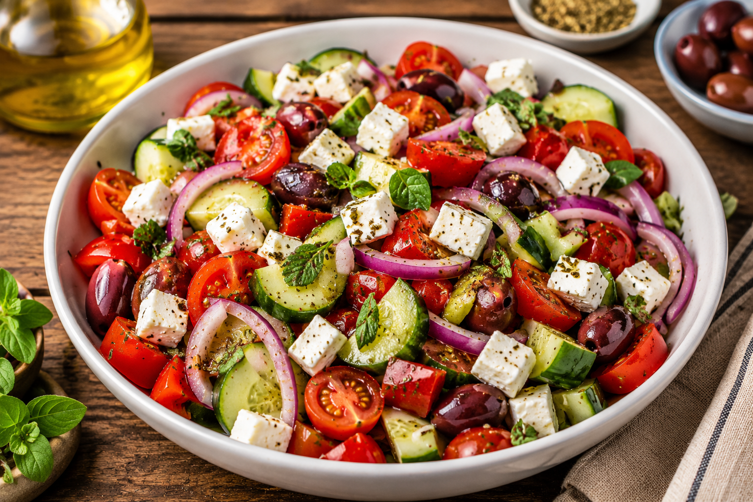 Read more about the article Salada Mediterrânea com Queijo Feta e Azeitonas