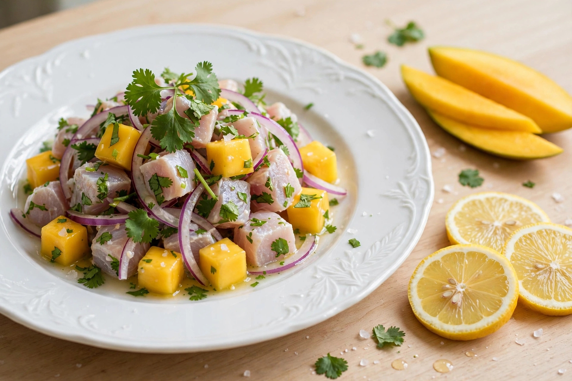 Read more about the article Ceviche de Robalo com Manga e Coentro