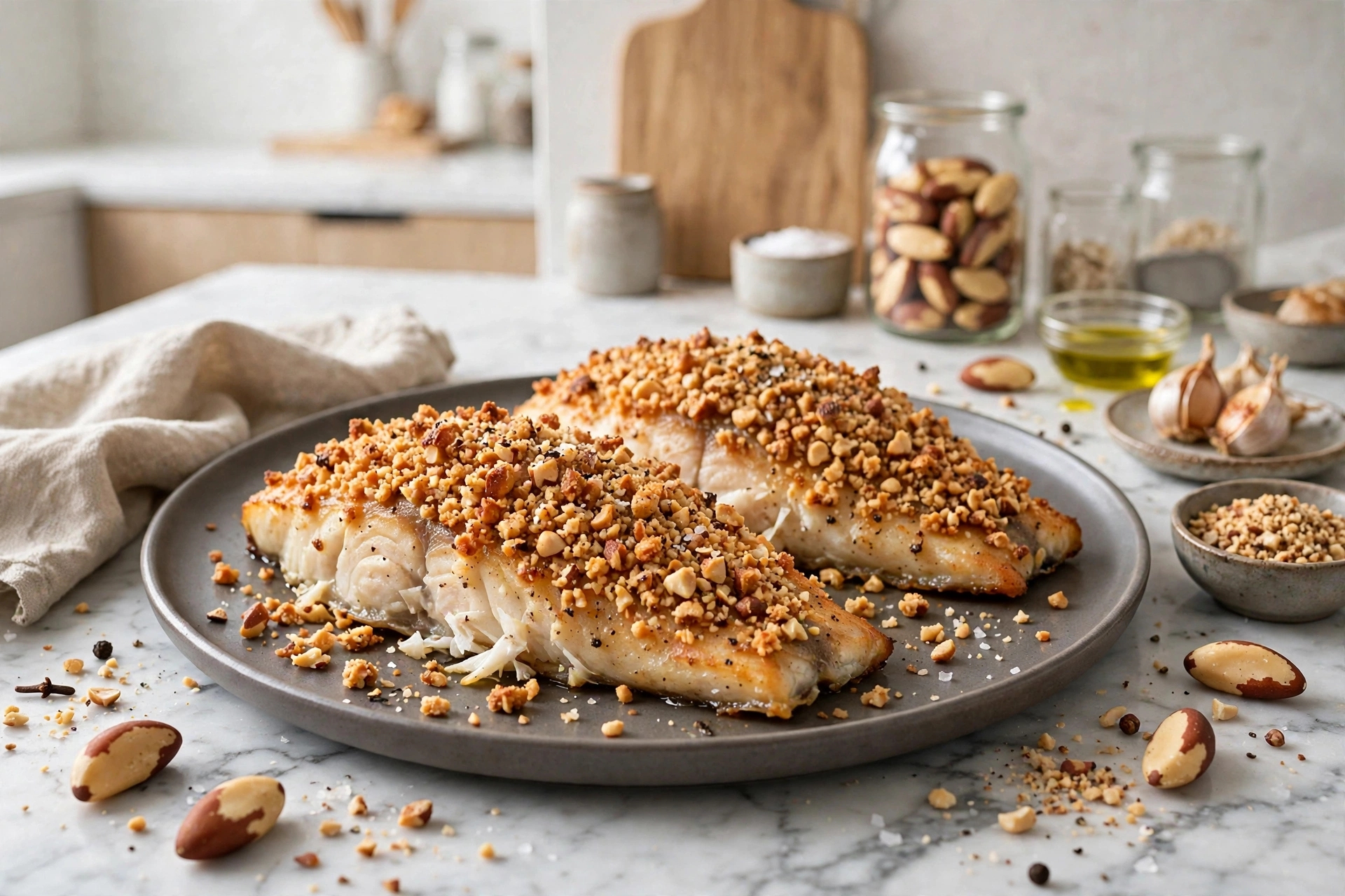 Read more about the article Badejo ao Forno com Crosta de Castanhas