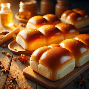 Pães dourados e brilhantes, com aparência macia e toque de doçura.