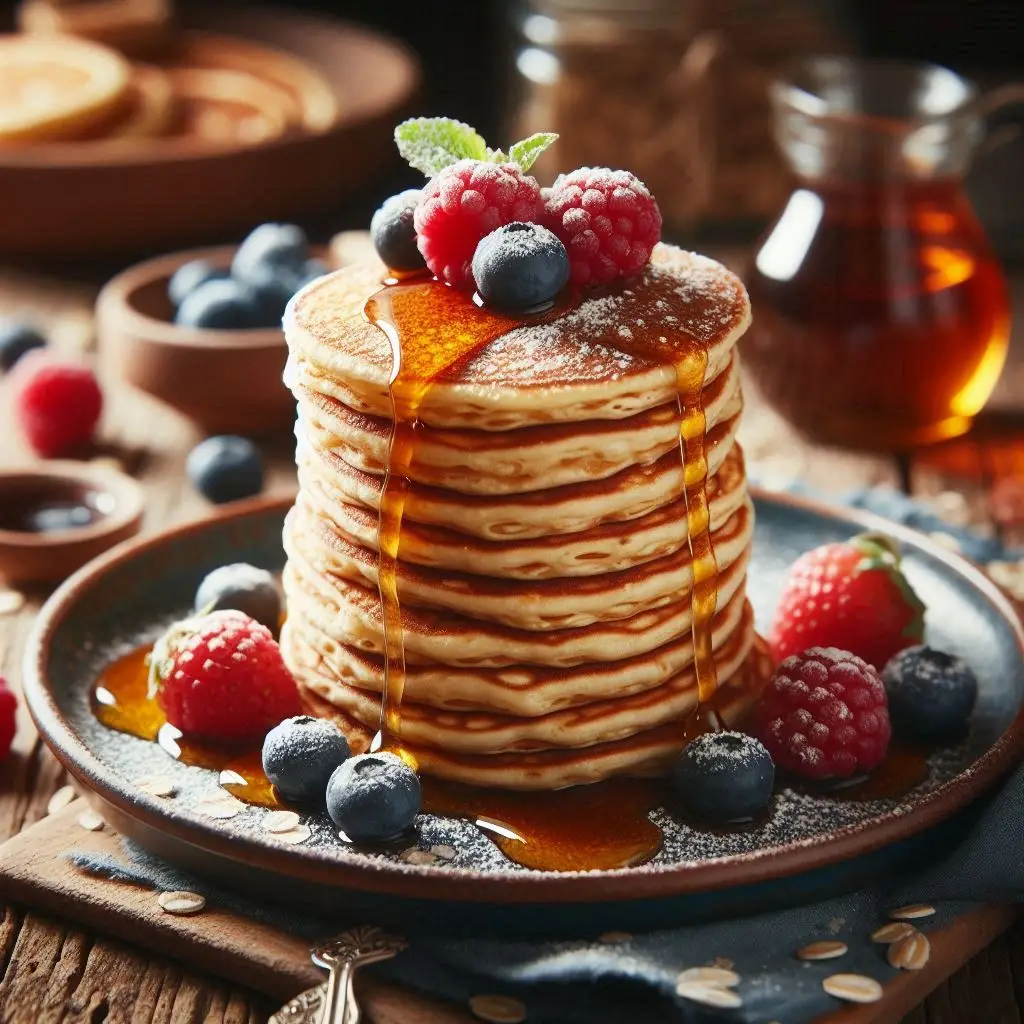 Panquecas pequenas de aveia douradas.